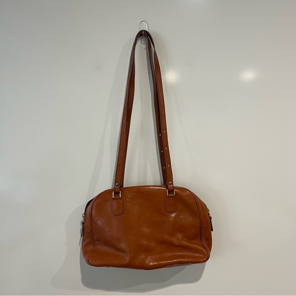 Brahmin Shoulder Bag Brown Leather Medium Saddle Bag Purse